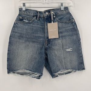Everlane The Rigid Way High Jean Shorts Womens Size 25 Button Fly Distressed